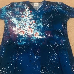 Christmas Present Tree SCRUB top size XS women